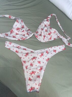Hollister White Swim Top with Subtle Print